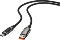 S-Link UC-066 USB-C apa - USB-A apa 66W Adat és töltőkábel 1m - Fekete