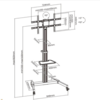 Equip 650630 37"-86" TV/ Monitor gurulós padló tartó állvány - Fekete