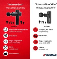 Vivamax F-01 Akkus masszázspisztoly 4 masszázsfejjel - Fekete