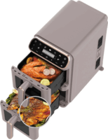 Berlinger Haus BH/9804 AirFryer Forrólevegős sütő 2x5,5L 2460 Watt - Matt taupe