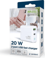 Gembird USB-A / USB-C Hálózati Töltő Adapter 20W - Fehér