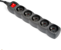 Platinet 220V Hálózati Elosztó 5 aljzatos 3m - Fekete