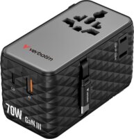Verbatim 30186 Charge n Travel Univerzális Utazó Adapter 70W 2xUSB-C kábellel - Fekete