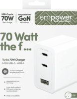 PanzerGlass Empower 2x USB-C 1x USB-A Gyorstöltő 70W - Fehér