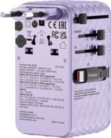 Verbatim 30186 Charge n Travel Univerzális Utazó Adapter 70W 2xUSB-C kábellel - Lila