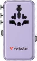 Verbatim 30186 Charge n Travel Univerzális Utazó Adapter 70W 2xUSB-C kábellel - Lila