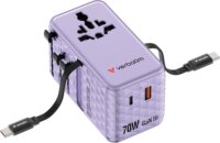 Verbatim 30186 Charge n Travel Univerzális Utazó Adapter 70W 2xUSB-C kábellel - Lila