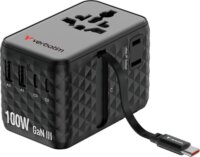 Verbatim 30191 Charge n Travel Univerzális Utazó Adapter 100W USB-C kábellel - Fekete