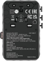 Verbatim 30191 Charge n Travel Univerzális Utazó Adapter 100W USB-C kábellel - Fekete