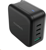 Choetech PD6055 EU/UK/AU 70W Utazó adapter 3x USB-C + 1x USB-A - Fekete