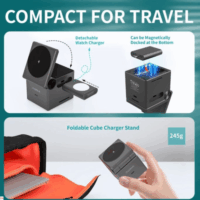 Choetech T632-F 3in1 Magnetic Fülhallgató/Telefon/Okosóra Wireless töltő 15W - Fekete