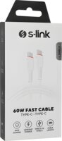 S-Link SL-X280E USB-C apa - USB-C apa Adat és töltőkábel 1m - Fehér