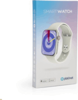 Platinet PSMART29W Unisex Okosóra + szilikon szíj + tok 47mm - Ezüst/Fehér