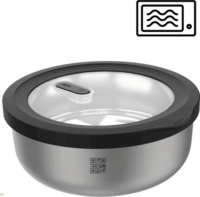 Gefu 12773 Rozsdamentes acél ételtároló edény tetővel 2L- Ezüst/Fekete