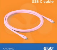 Club 3D CAC-3002 USB-C Apa - USB-C Apa 2.0 Adat és Töltőkábel 240 Watt 2m - Rózsaszín