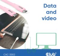 Club 3D CAC-3002 USB-C Apa - USB-C Apa 2.0 Adat és Töltőkábel 240 Watt 2m - Rózsaszín