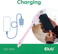 Club 3D CAC-3002 USB-C Apa - USB-C Apa 2.0 Adat és Töltőkábel 240 Watt 2m - Rózsaszín