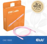 Club 3D CAC-3002 USB-C Apa - USB-C Apa 2.0 Adat és Töltőkábel 240 Watt 2m - Rózsaszín
