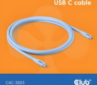 Club 3D CAC-3003 USB-C Apa - USB-C Apa 2.0 Adat és Töltőkábel 240 Watt 2m - Kék