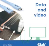 Club 3D CAC-3003 USB-C Apa - USB-C Apa 2.0 Adat és Töltőkábel 240 Watt 2m - Kék