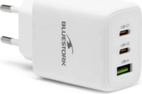 Bluestork USB-A / 2× USB-C Hálózati Gyorstöltő Adapter 65W - Fehér