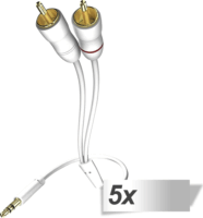 InAkustik Star 3.5mm Jack apa - 2x RCA apa Kábel 0.75m - Fehér