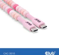 Club 3D CAC-3010 USB-C Apa - USB-C Apa 2.0 Adat és Töltő Gyöngykábel 240 Watt 2m - Rózsaszín