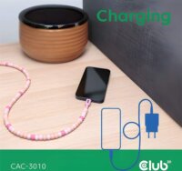Club 3D CAC-3010 USB-C Apa - USB-C Apa 2.0 Adat és Töltő Gyöngykábel 240 Watt 2m - Rózsaszín