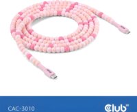 Club 3D CAC-3010 USB-C Apa - USB-C Apa 2.0 Adat és Töltő Gyöngykábel 240 Watt 2m - Rózsaszín