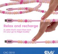 Club 3D CAC-3010 USB-C Apa - USB-C Apa 2.0 Adat és Töltő Gyöngykábel 240 Watt 2m - Rózsaszín
