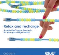 Club 3D CAC-3011 USB-C Apa - USB-C Apa 2.0 Adat és Töltő Gyöngykábel 240 Watt 2m - Kék