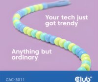 Club 3D CAC-3011 USB-C Apa - USB-C Apa 2.0 Adat és Töltő Gyöngykábel 240 Watt 2m - Kék