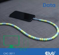 Club 3D CAC-3011 USB-C Apa - USB-C Apa 2.0 Adat és Töltő Gyöngykábel 240 Watt 2m - Kék