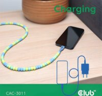 Club 3D CAC-3011 USB-C Apa - USB-C Apa 2.0 Adat és Töltő Gyöngykábel 240 Watt 2m - Kék