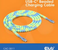 Club 3D CAC-3011 USB-C Apa - USB-C Apa 2.0 Adat és Töltő Gyöngykábel 240 Watt 2m - Kék