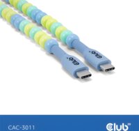 Club 3D CAC-3011 USB-C Apa - USB-C Apa 2.0 Adat és Töltő Gyöngykábel 240 Watt 2m - Kék