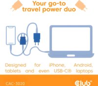 Club 3D CAC-3020 USB-C Hálozati Gyorstöltő Adapter 30W (2db / csomag) - Fehér