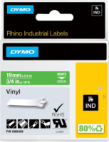 Dymo Schriftband Vinyl 19 mm x 5,5 m Feliratozógép szalag Zöld alapon fehér