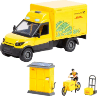 Dickie Toys DHL futár autó játékszett figurával - Sárga