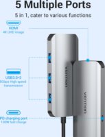 Vention TODHB NB x Univerzális USB-C 5in1 Laptop Dokkoló Állomás 100 Watt