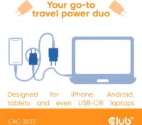 Club 3D CAC-3022 USB-C Hálózati Gyorstöltő Adapter 30W (2db / csomag) - Kék