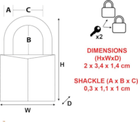 Master Lock 9120EURTCC Biztonsági lakat 2 db - Ezüst