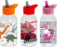 Iris 161807-849 Műanyag Gyerek Kulacs Szívószállal 460 ml - Többfajta Mintás