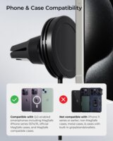 iOttie Velox Mini Qi2 Vezeték Nélküli MagSafe Autós Töltő és Telefontartó 15W - Fekete