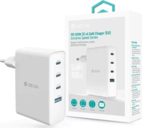 Devia ST121430 USB-A / 3x USB-C Hálózati Gyorstöltő Adapter 100W - Fehér