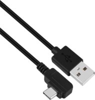 IRIS 90°-os USB Type-C Apa - USB-A 2.0 Apa Adat És Töltőkábel 0.5m - Fekete
