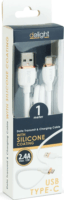 Delight 55553WH-1 USB Type-C Apa - USB-A Apa Töltő és Adatkábel 1m - Fehér