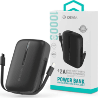 Devia ST387562 Powerbank Integrált Kábellel USB Type-C + Lightning / 10000mAh 10W - Fekete