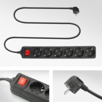 ACT 2465 220V Hálózati Elosztó 6 Aljzatos 3m - Fekete