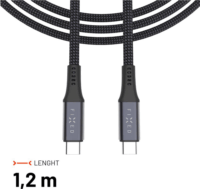 FIXED USB Type-C Apa - USB Type-C Apa 4K 60Hz Fonott Adat és Töltőkábel 240 Watt 1.2m - Szürke